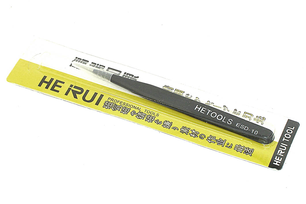 Пинцет HETOOLS ESD-10 прямой, чёрный 120мм