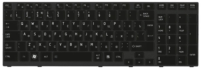 Клавиатура Toshiba Satellite P755 с подсветкой, OEM