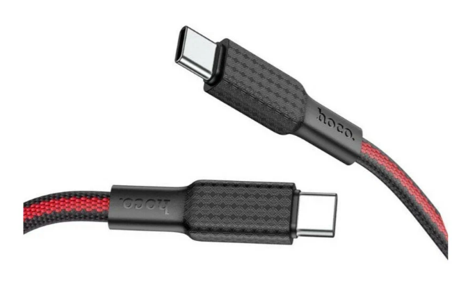 Кабель HOCO X69 Jaeger 60W charging data cable Type-C To Type-C 1m Black-Red