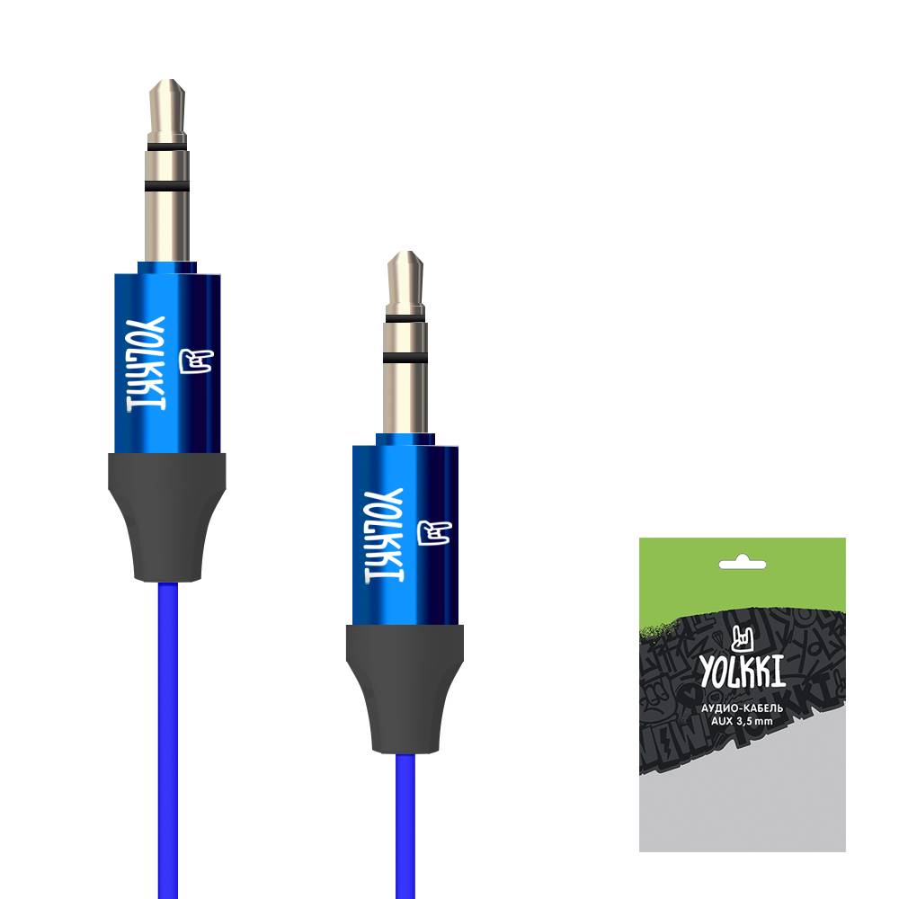 Кабель AUX YOLKKI Piano pack синий (1м)