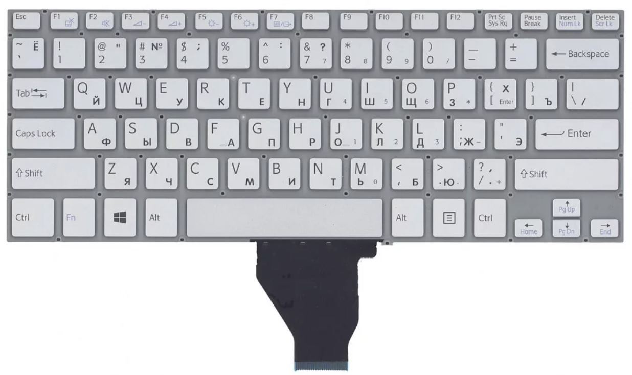 Клавиатура Sony VAIO SVF14a серебристая без рамки, OEM