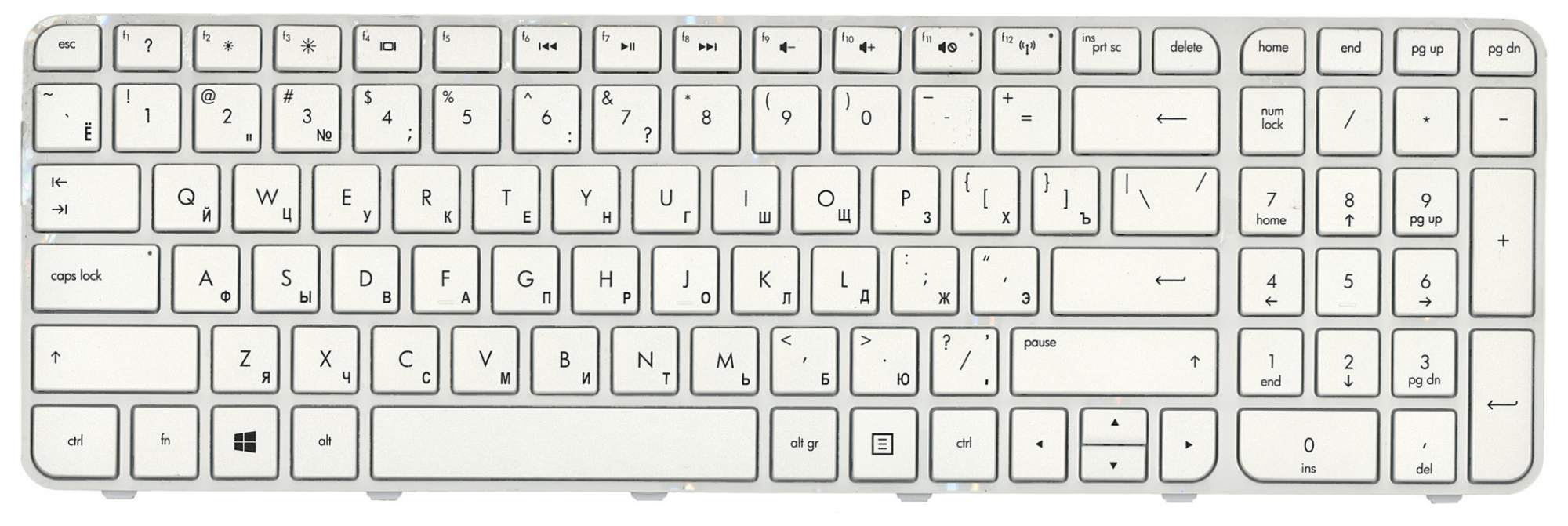 Клавиатура HP Pavilion G6-2000 белая с рамкой, OEM