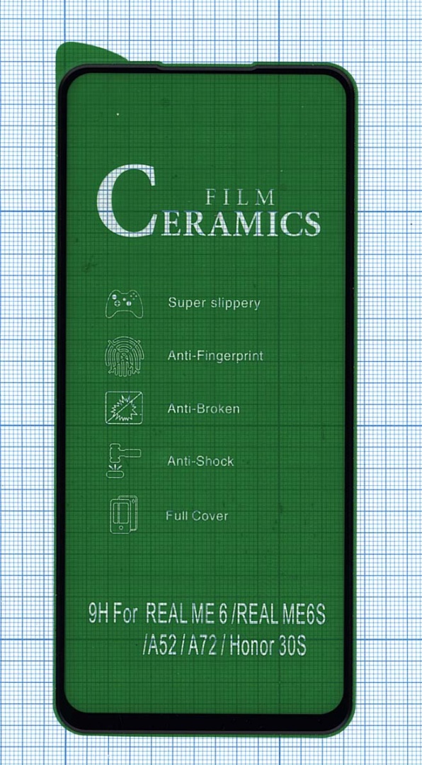 Керамическая пленка (стекло) для OPPO A72 черная