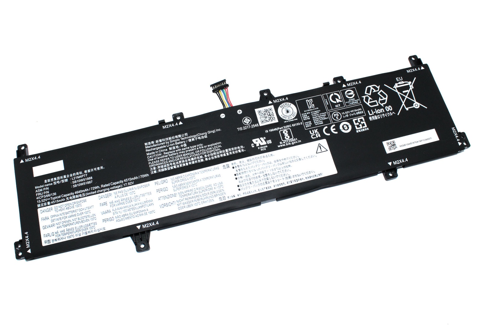 Аккумуляторная батарея для Lenovo ThinkPad Z16 gen 1 (L21M4P77) 15.52V 72Wh