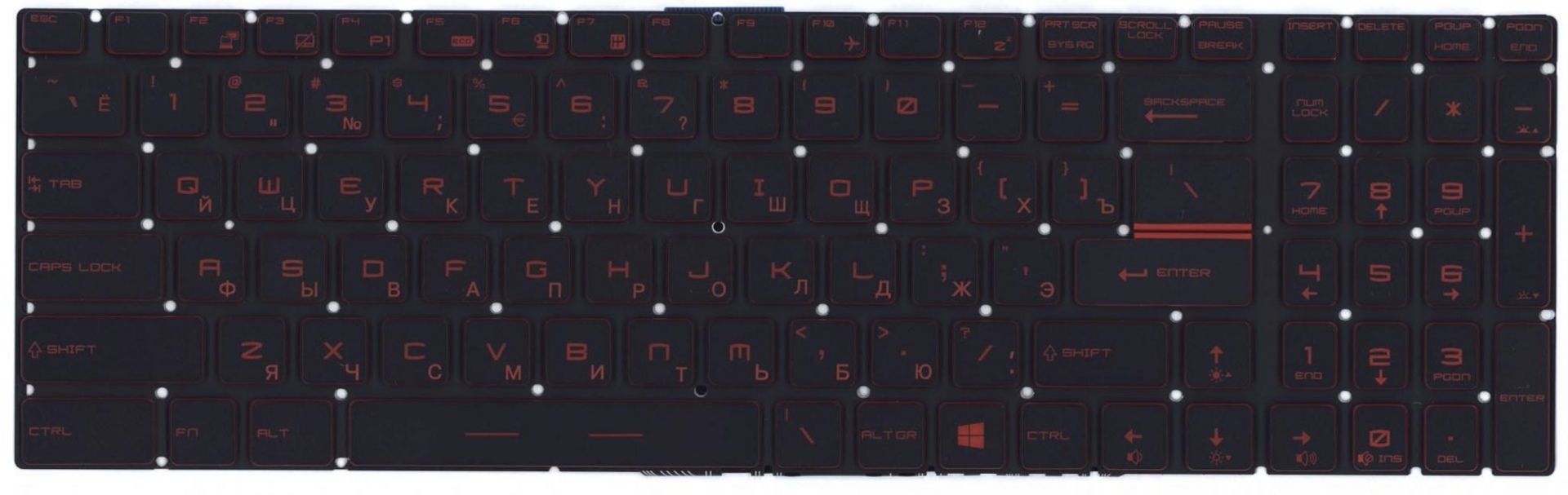 Клавиатура MSI GS63VR 7RF(Stealth Pro)-496RU с красной подсветкой, OEM