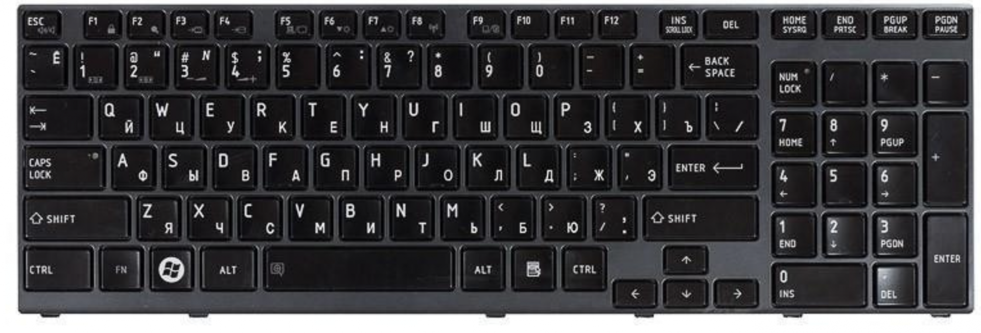 Клавиатура Toshiba Satellite A660D с черной рамкой, OEM