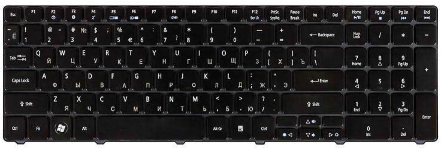 Клавиатура Gateway NV79 чёрная, OEM