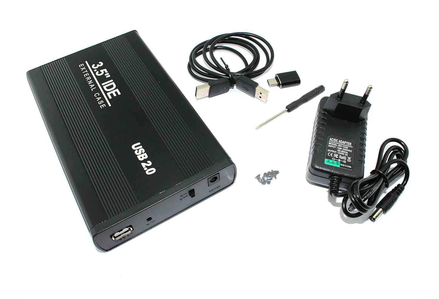 Бокс для жесткого диска 3,5" IDE алюминиевый USB 2.0 черный
