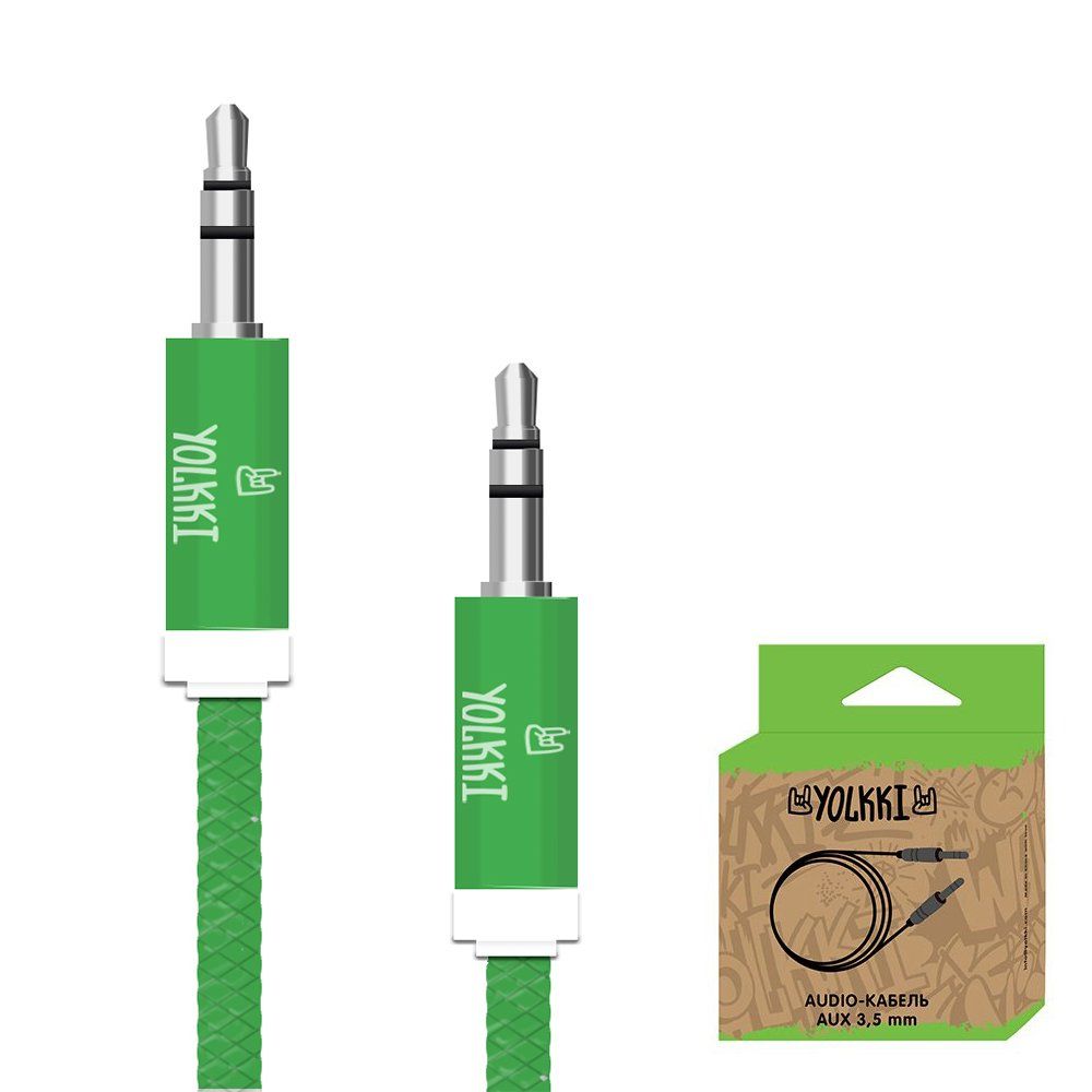 Кабель AUX YOLKKI Violin box зеленый (1м)