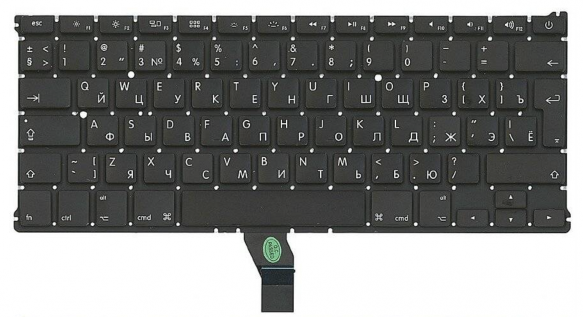 Клавиатура Apple MacBook Air 13.3" середина 2012 A1466 (MD231LL/A) с подсветкой, большой Enter, OEM