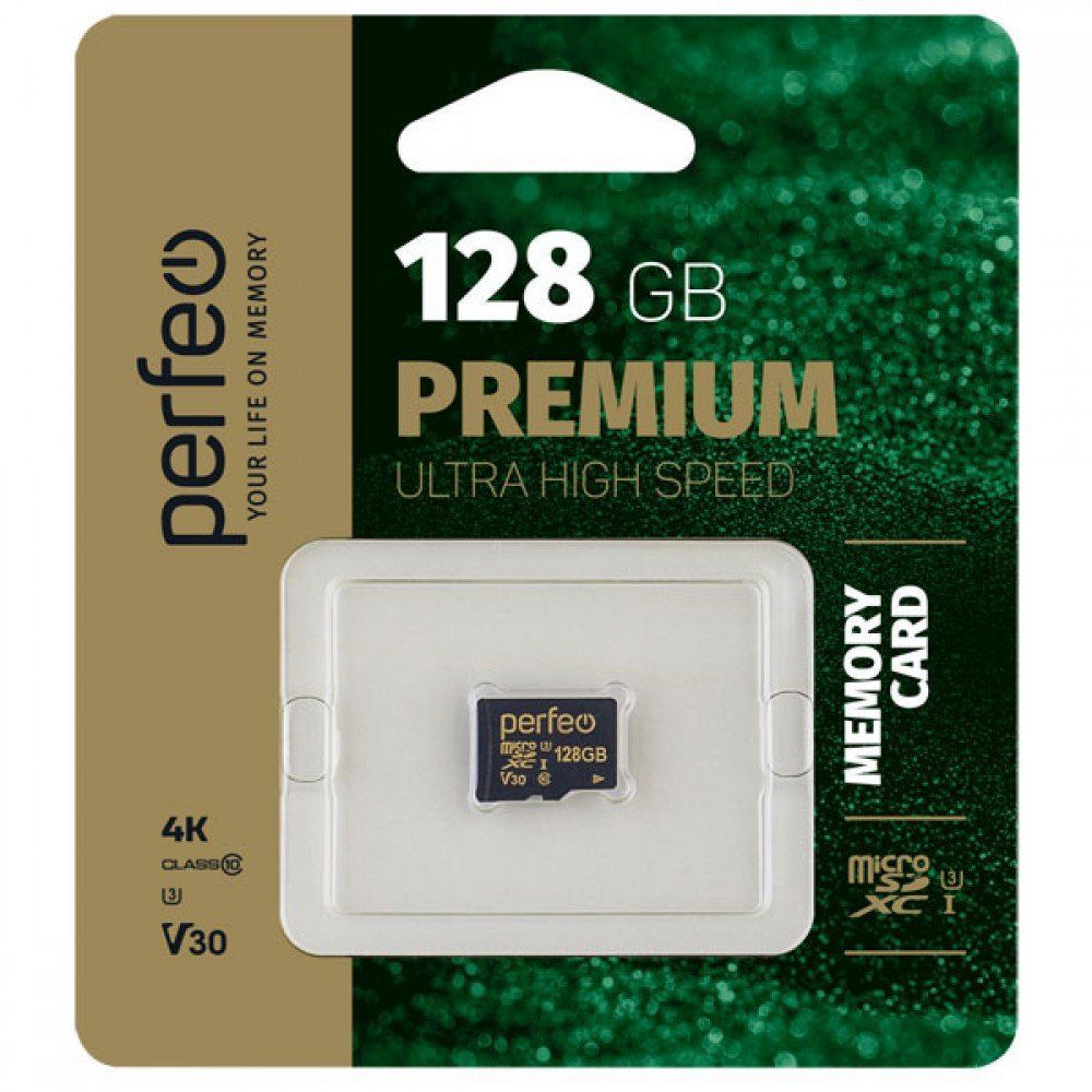 128GB PERFEO MicroSDXC UHS-3 V30 class 10 без адаптера
