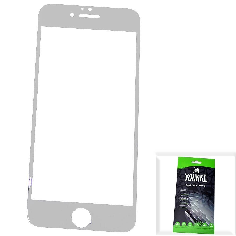 Защитное стекло iPhone 6/6S YOLKKI Standart 2,5D Full Glue с рамкой белое /в упаковке/
