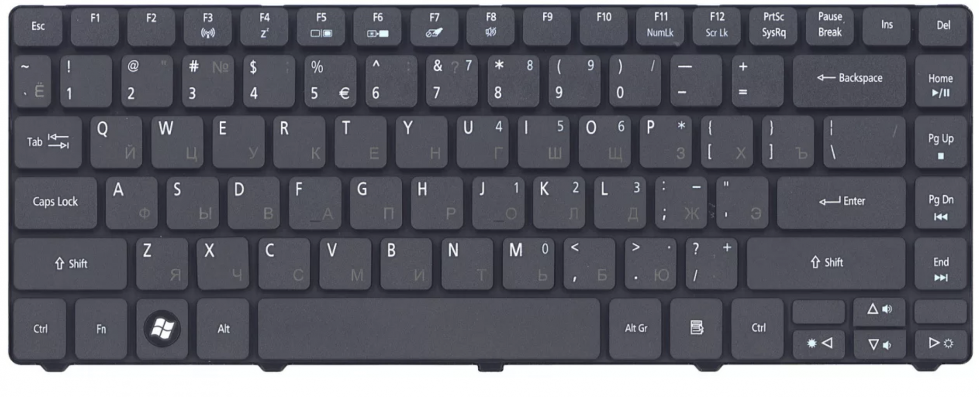 Клавиатура Acer Aspire TimelineX 4820TG матовая, OEM