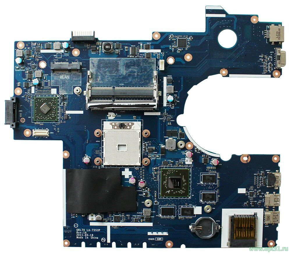 Материнская плата Asus K73T (FS1 сокет и видео AMD Radeon HD 7670M)