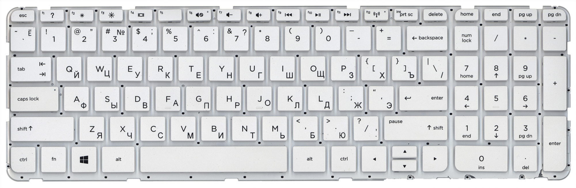 Клавиатура HP Pavilion 17Z-E белая, без рамки, OEM