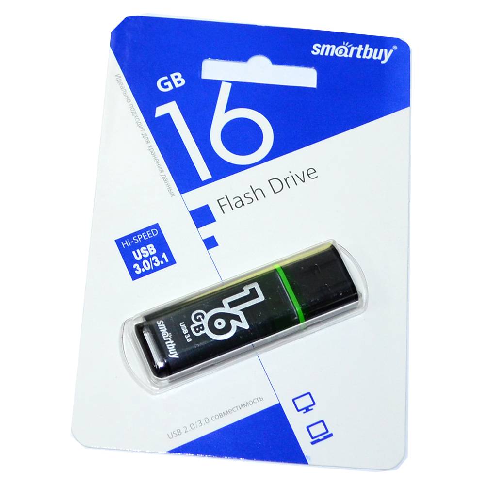 16GB USB 3.0 Flash Drive SmartBuy Glossy темно-серый (SB16GBGS-DG)