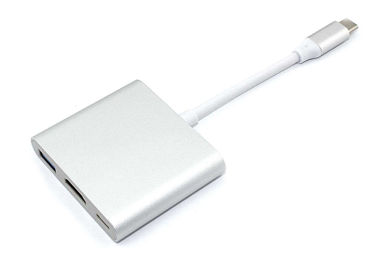 Адаптер Type-C на USB, HDMI 4K Type-С для MacBook серебро