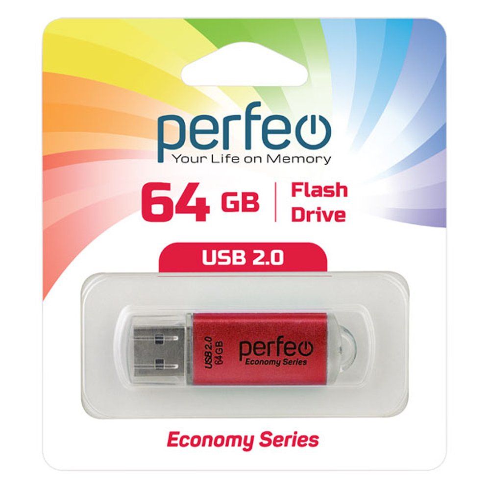 64GB USB 2.0 Flash Drive PERFEO E01 красный (PF-E01R064ES)
