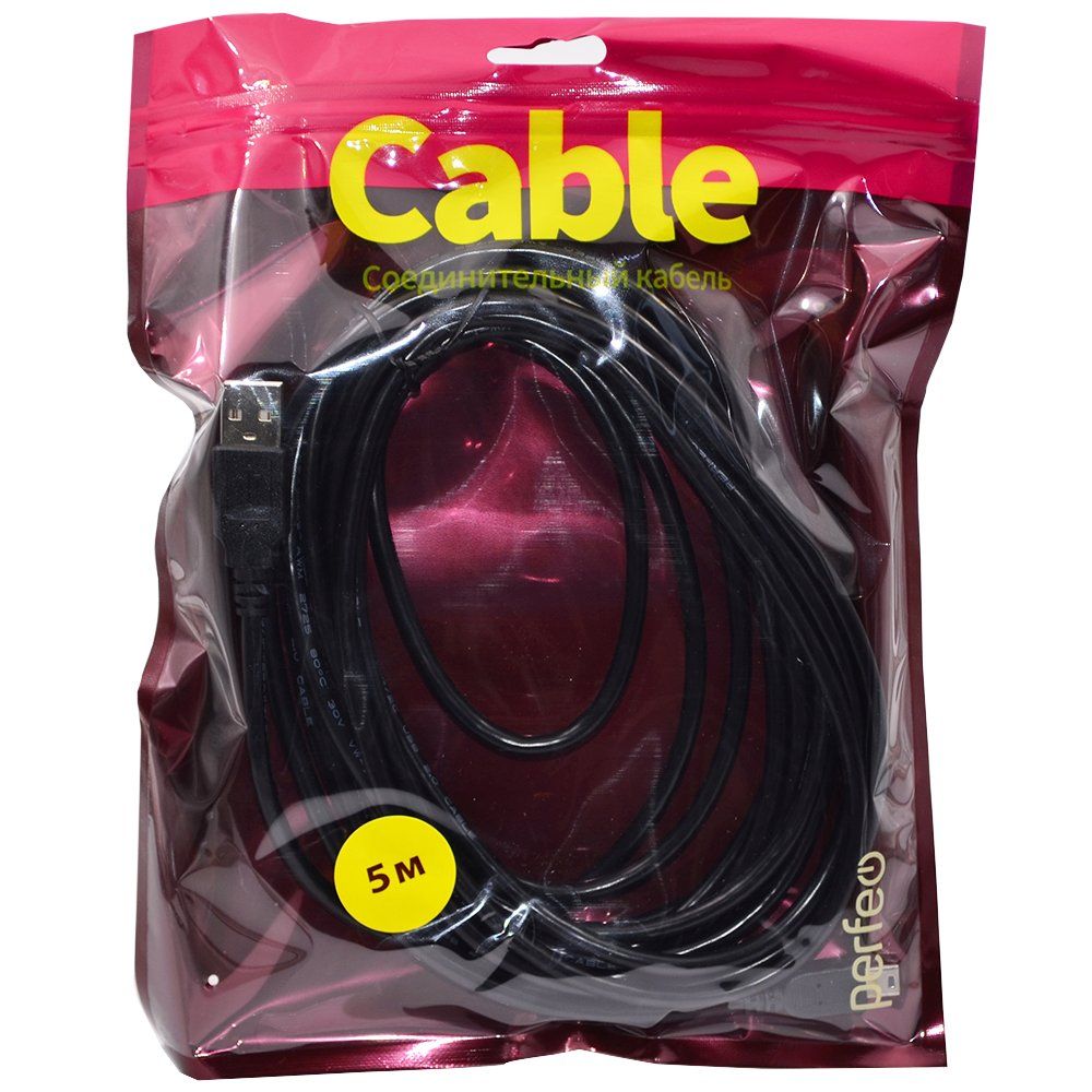 Кабель USB - mini USB PERFEO (U4305) черный (5м)