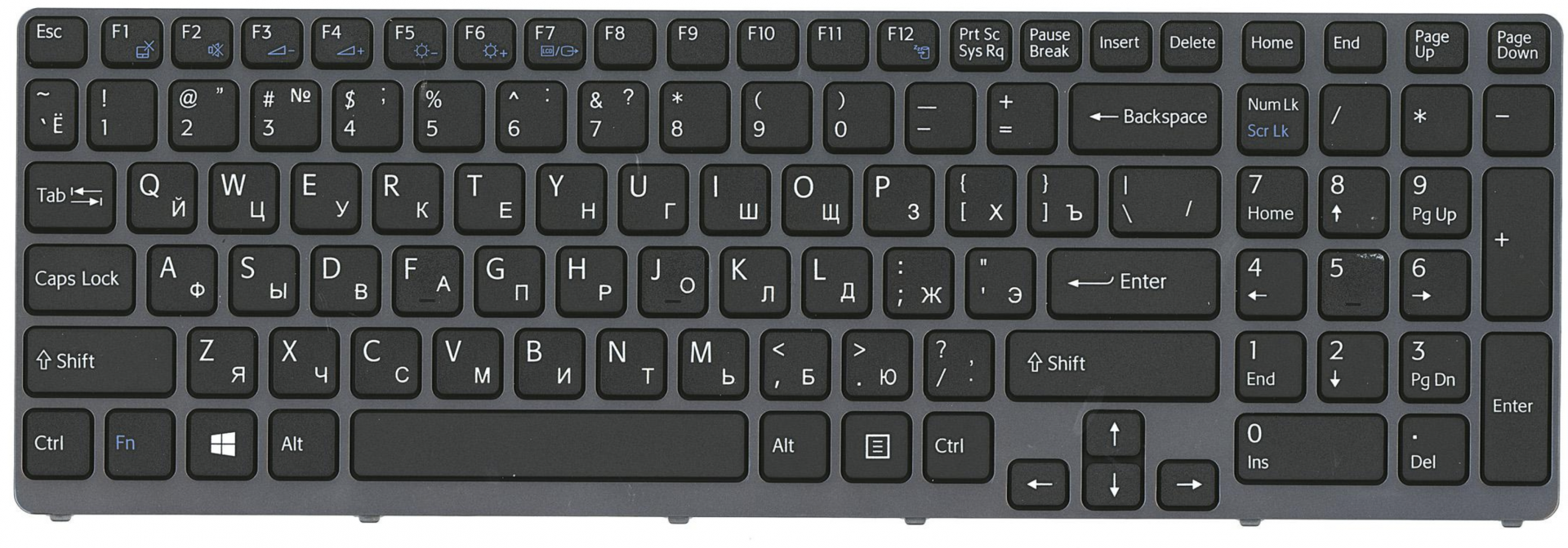 Клавиатура Sony VAIO SVE1713DCXB с рамкой, OEM