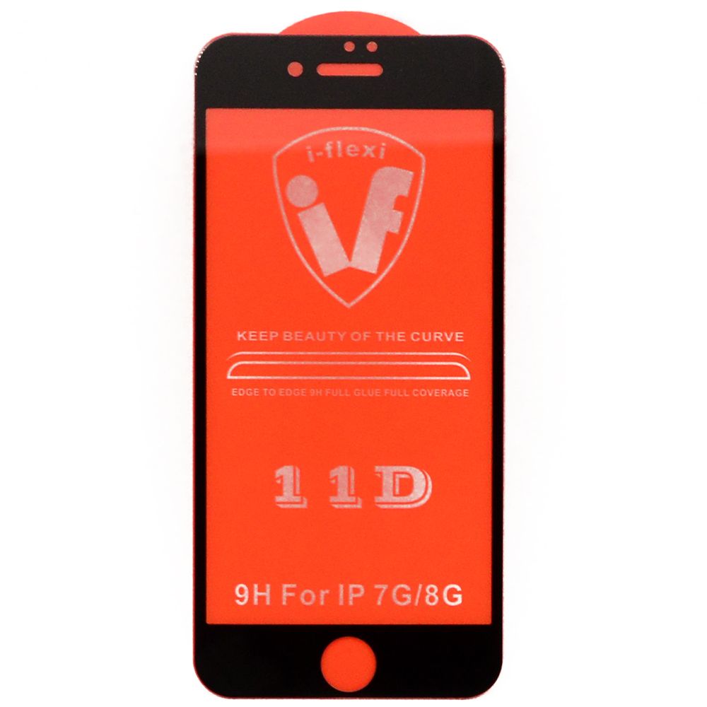 Защитное стекло iPhone 7/8 2,5D Full Glue с рамкой черное /тех.пак/комплект 25 шт/