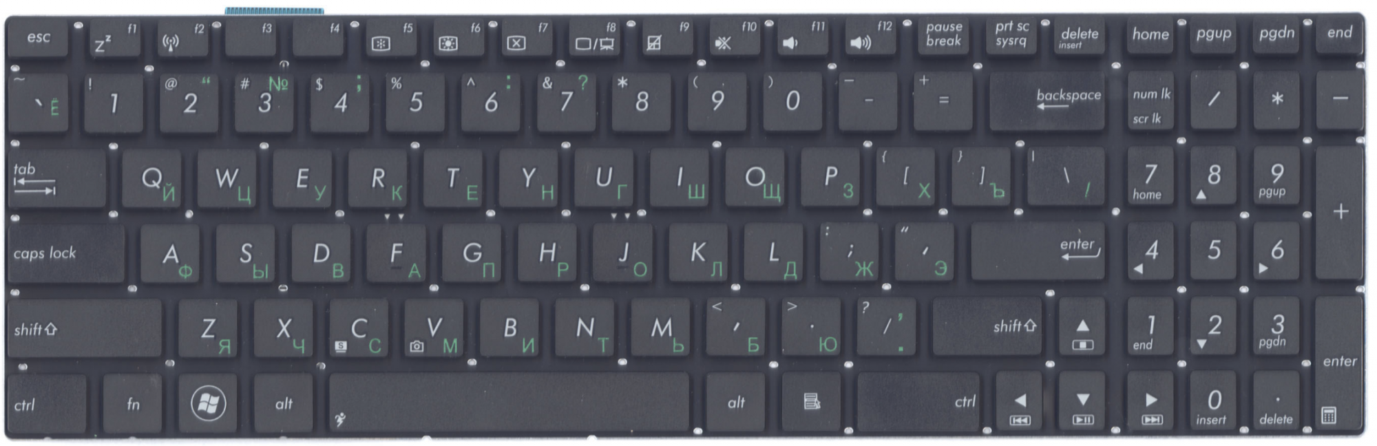 Клавиатура ASUS N76VM чёрная, OEM