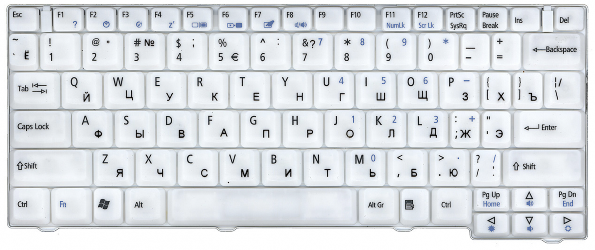 Клавиатура Acer TravelMate 3010 белая, OEM