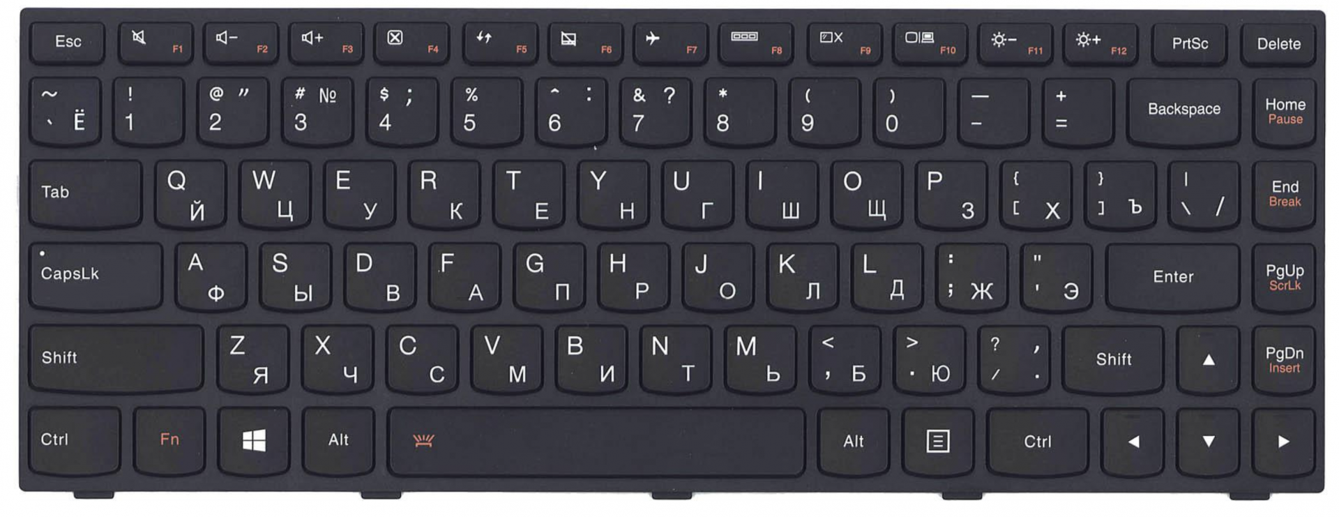 Клавиатура Lenovo IdeaPad Flex 300-14ISK с рамкой, с подсветкой, OEM