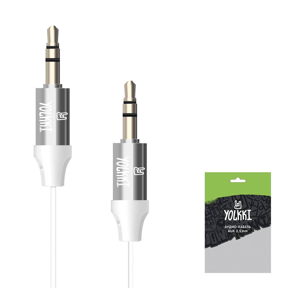 Кабель AUX YOLKKI Piano pack белый (1м)
