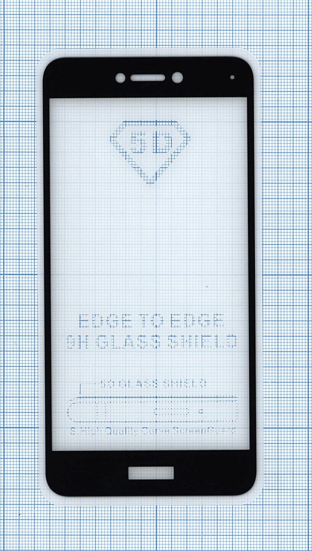 Защитное стекло "Полное покрытие" для Huawei P8 Lite (2017)/  Honor 8 lite черное