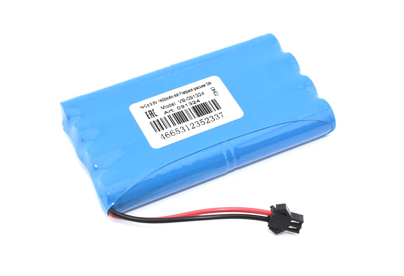 Аккумулятор Ni-Cd 9,6V 1400mAh AA Flatpack разъем SM