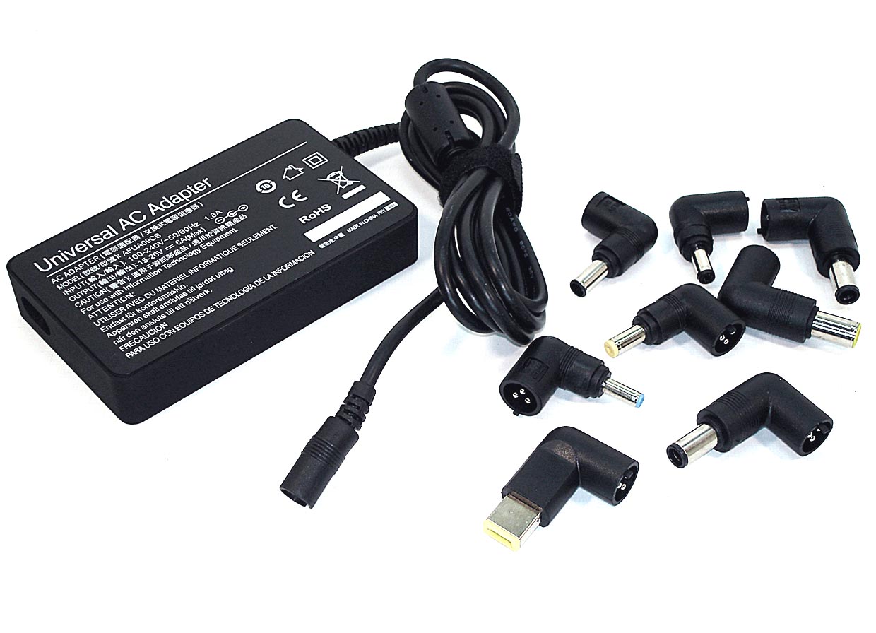 Универсальный блок питания (сетевой адаптер) для ноутбуков Lenovo 15-20V 6A 90W с 8 насадками тонкий