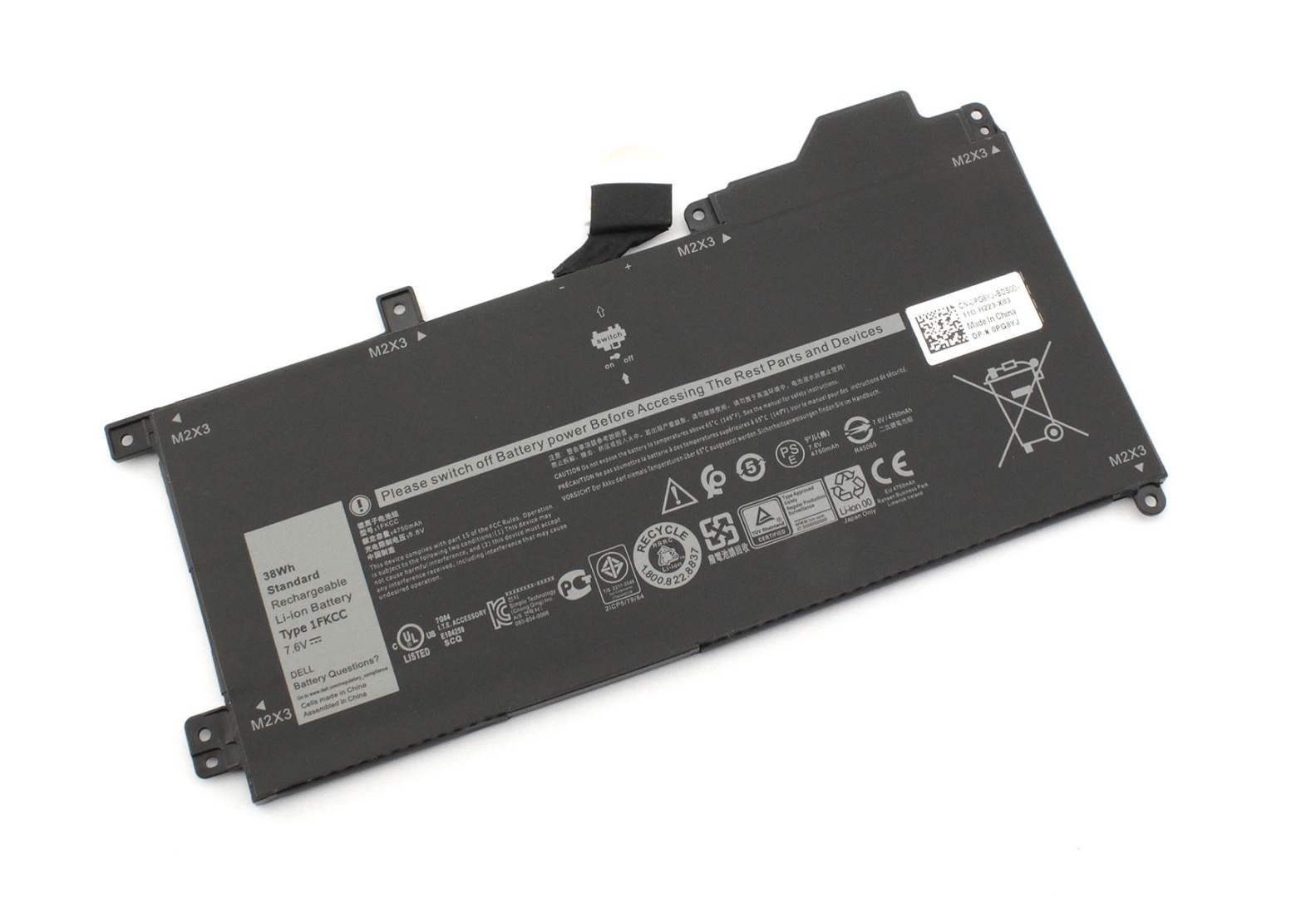 Аккумуляторная батарея для ноутбука Dell Latitude 7200 (1FKCC) 7.6V 38Wh