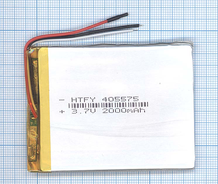 Аккумулятор Li-Pol (батарея) 4*55*75мм 3pin 3.7V/2000mAh
