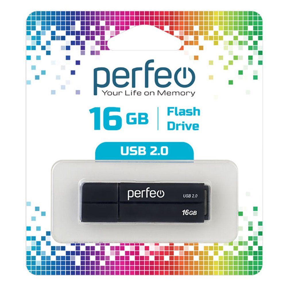 16GB USB 2.0 Flash Drive PERFEO C01G2 черный (PF-C01G2B016)
