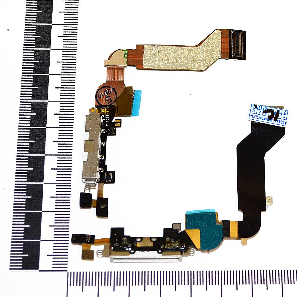 Шлейф iPhone 4S + разъем зарядки белый orig Factory