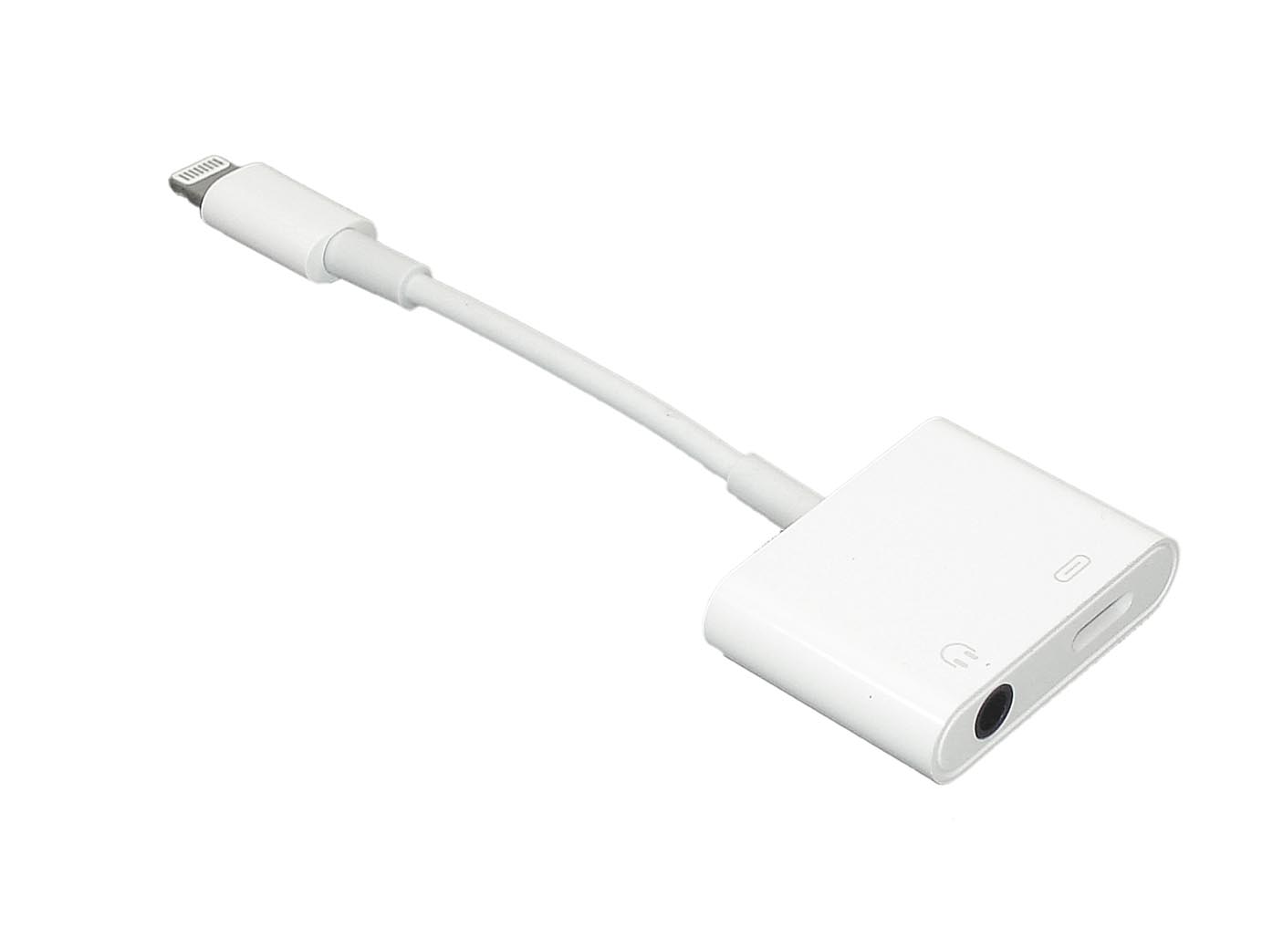 Аудио Адаптер MH033 Lightning - Lightning / 3.5 Jack/M 10cm (белый)