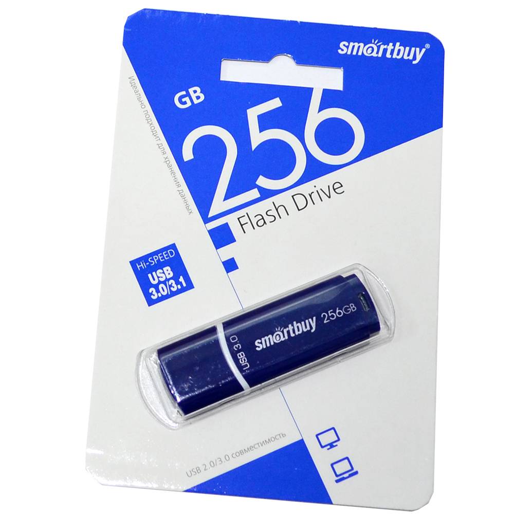 256GB USB 3.0 Flash Drive SmartBuy Crown синий (SB256GBCRW-B)