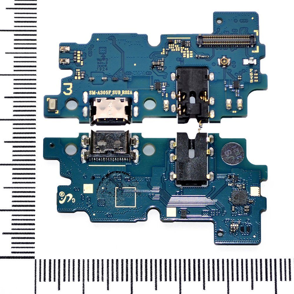 Шлейф (плата) Samsung SM-A305F/Galaxy A30 + системный разъем + разъем гарнитуры + микр orig Factory