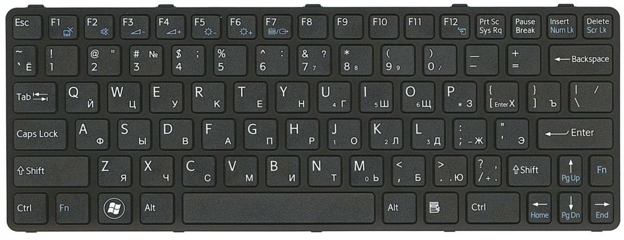 Клавиатура Sony VAIO SVE111B11V с черной рамкой, OEM