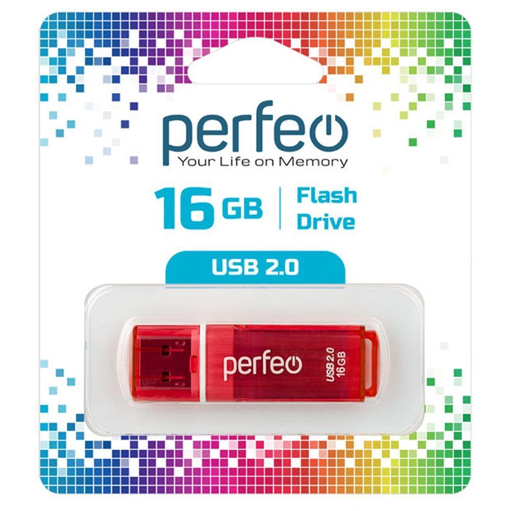 16GB USB 2.0 Flash Drive PERFEO C13 красный (PF-C13R016)