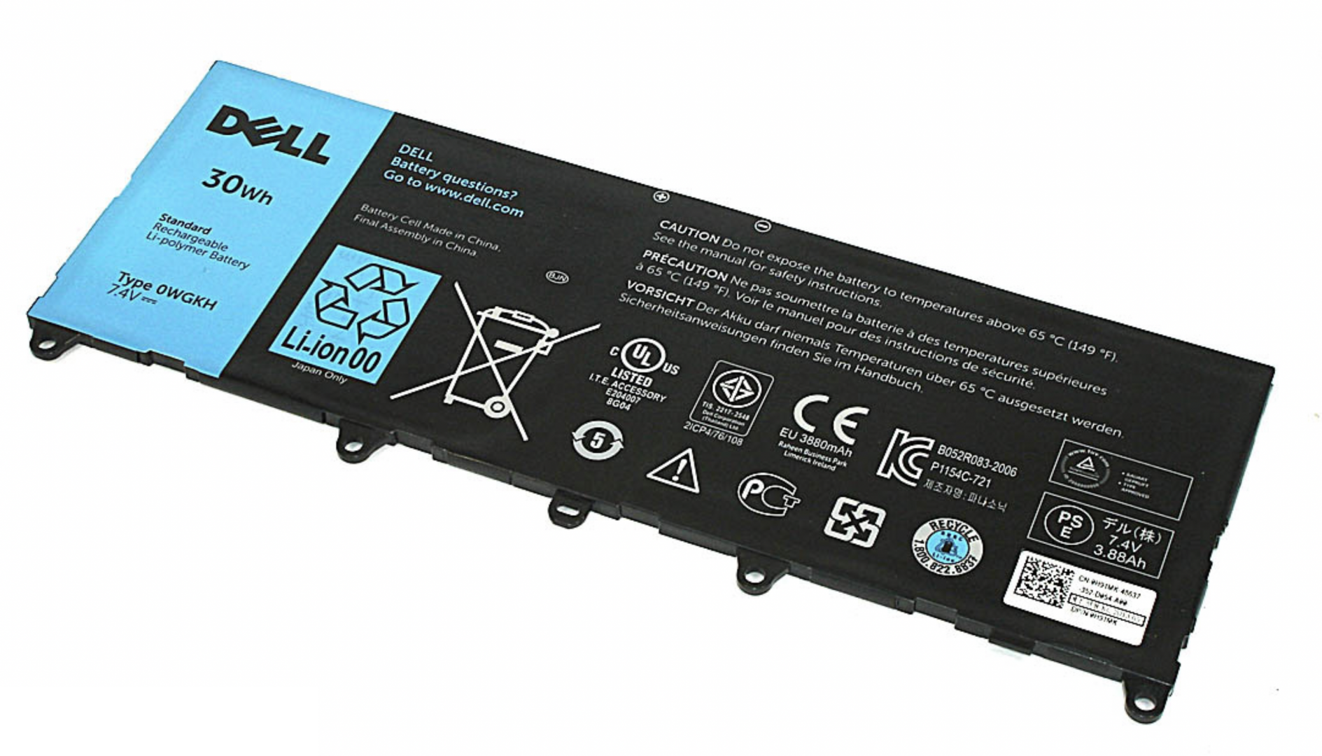 Аккумулятор DELL Latitude 10-ST2E 7.4V, 30Wh, Original