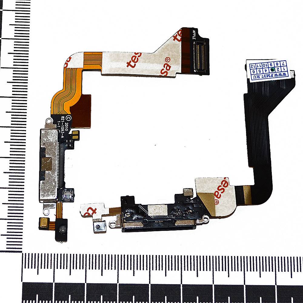 Шлейф iPhone 4 + разъем зарядки черный