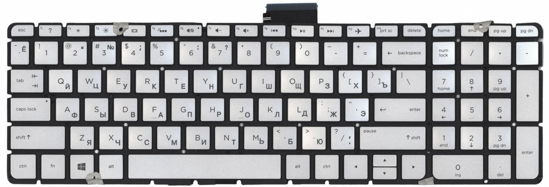 Клавиатура HP 15-bs серебристая, с подсветкой, OEM