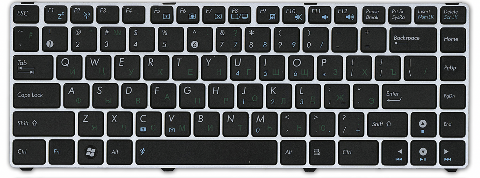 Клавиатура ASUS UL20A с серебристой рамкой, OEM