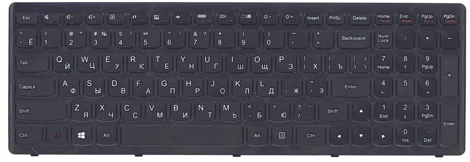 Клавиатура Lenovo IdeaPad Z500 c черной рамкой, OEM