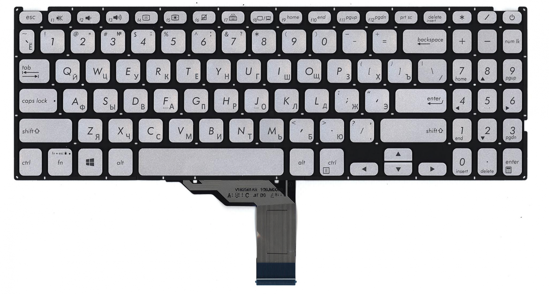 Клавиатура ASUS VivoBook X512UA-BQ529T серебристая, с подсветкой, OEM