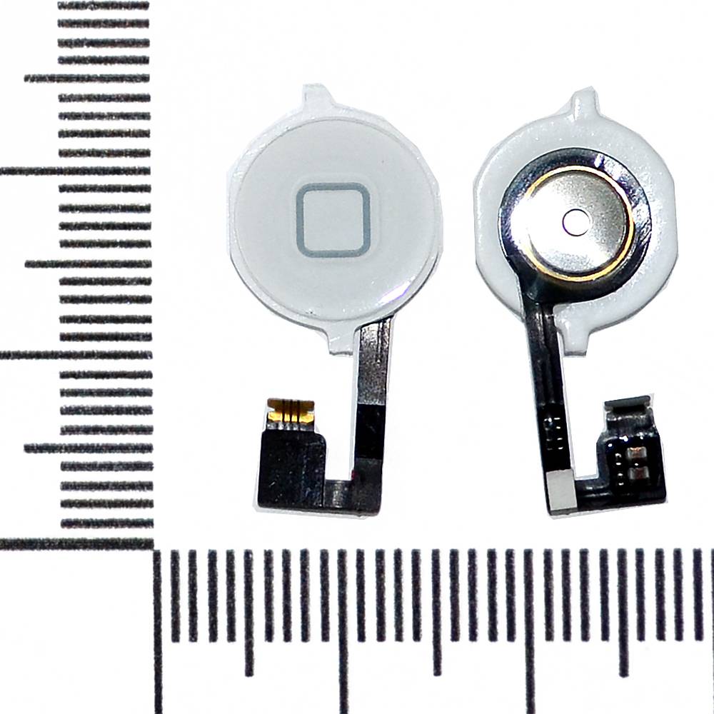 Механизм кнопки HOME iPhone 4S с толкателем и шлейфом белый