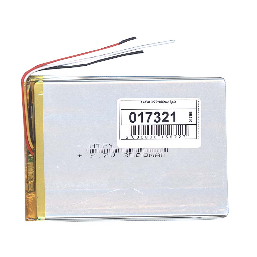 Аккумулятор Li-Pol (батарея) 3*70*105мм 3pin 3.7V/3500mAh