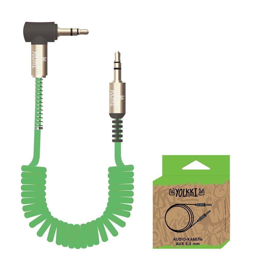 Кабель AUX YOLKKI Drum box зеленый (1,8м)